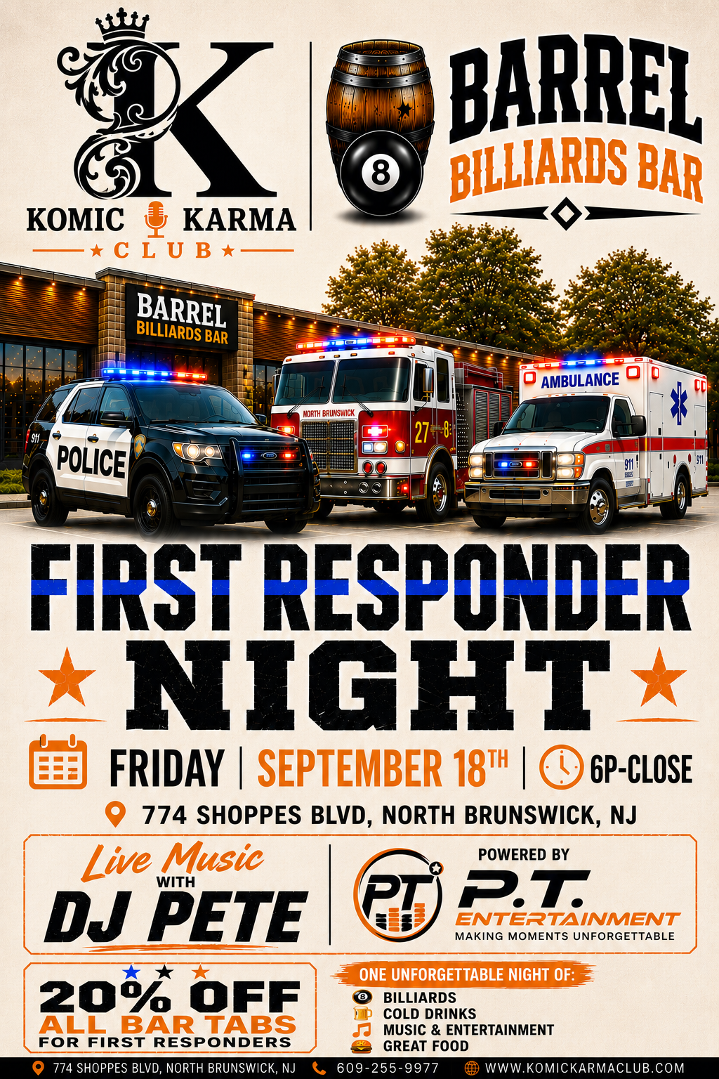 First Responder Night at Komic Karma Club – Friday, September 18th