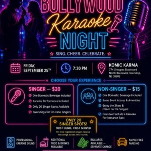 🎤 Bollywood Karaoke Night at Komic Karma Club 🎤 - September 25th