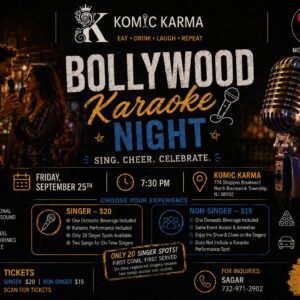 🎤 Bollywood Karaoke Night at Komic Karma Club 🎤 - September 25th